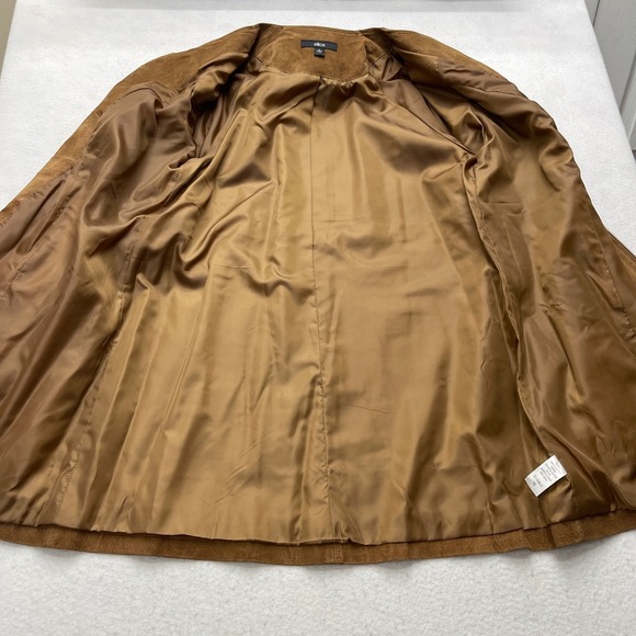 Ellos Jacket Womens 16 Brown Suede Leather Coat Western Boho Earthy Quiet Luxury - Picture 3 of 9